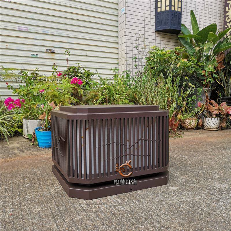 深咖色柱头灯别墅水池石柱灯酒店入口水景灯夹道石墩灯云石景观灯