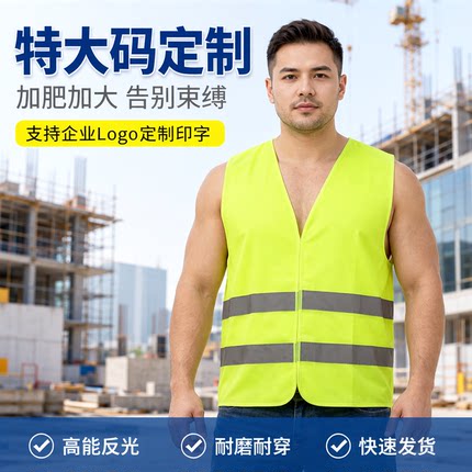 加肥加大反光马甲工地施工建筑反光背心安全大码大号定制logo印字