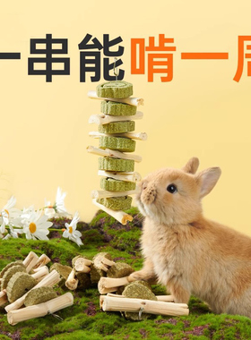 yee兔子磨牙零食草饼甜竹串龙猫豚鼠荷兰猪草圈磨牙棒啃咬小玩具