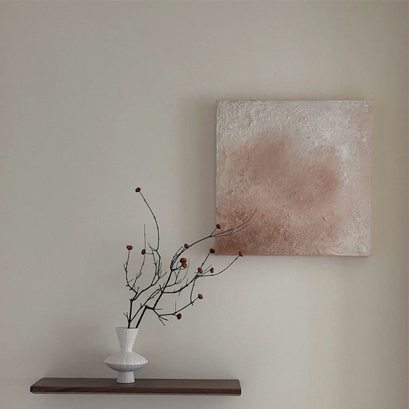 日式侘寂风抽象尘土艺术小众家居装饰画走廊尽头布置简约玄关挂画