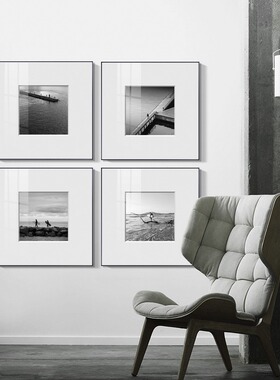现代简约黑白装饰画北欧风客厅组合壁画艺术留白摄影风景卧室挂画