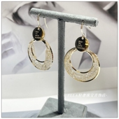 时尚 ELLA2025新款 金属圆片网管耳环水晶满钻设计爆款 挂钩耳坠女