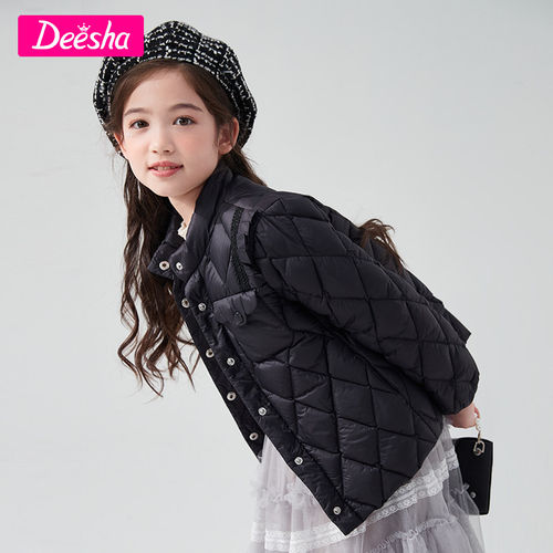 笛莎童装女童秋冬装羽绒服外套