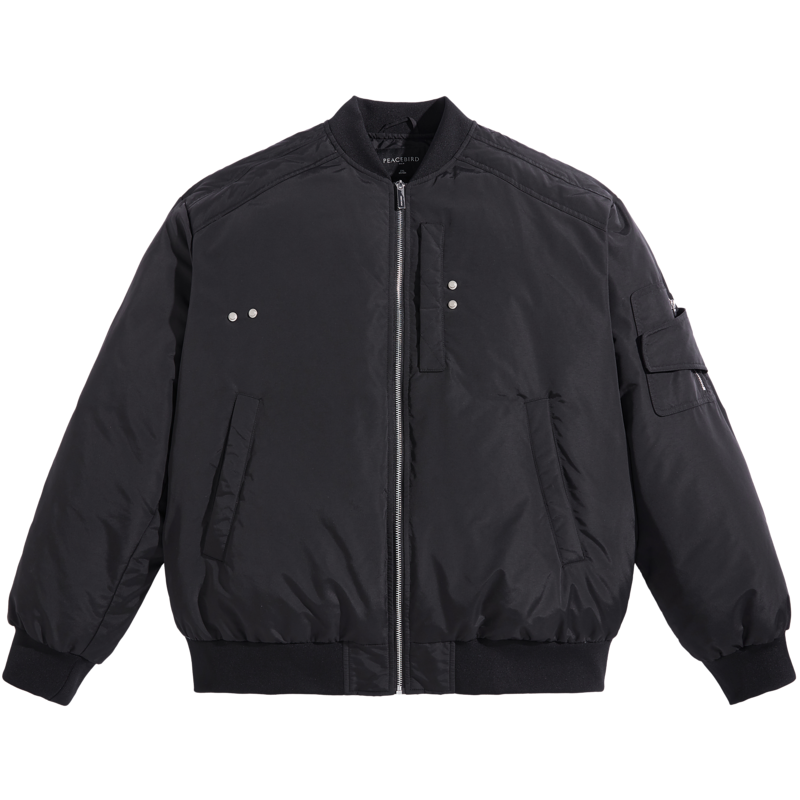 太平鸟男装 美式飞行员夹克羽绒服男短款冬棒球领外套