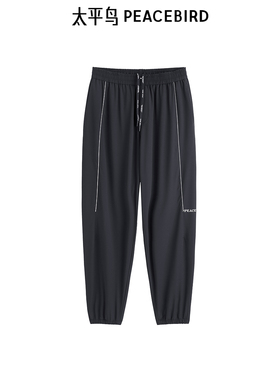 太平鸟男装24针织锥形男士刺绣休闲裤 B2GME2615
