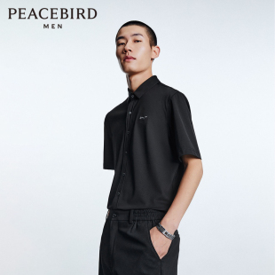 断码 商务短袖 钜惠 字母刺绣衬衫 衬衣B1CCD2401 太平鸟男装