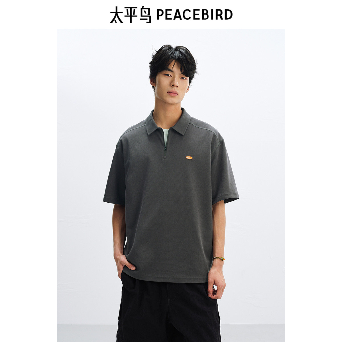 【华夫格】太平鸟男装美式POLO衫25年夏季新款潮流翻领短袖t恤