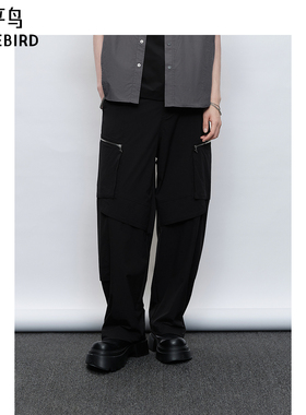 【商场同款】太平鸟男装 休闲裤尼龙弹休闲直筒男士卫裤B2GLF2D12