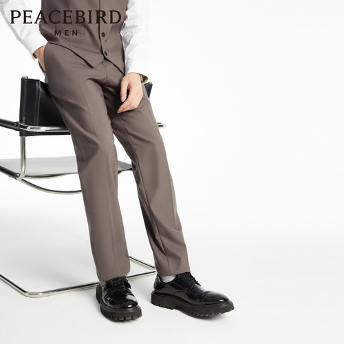 太平鸟男装商务修身羊毛西裤男西装裤B1GAD3X03