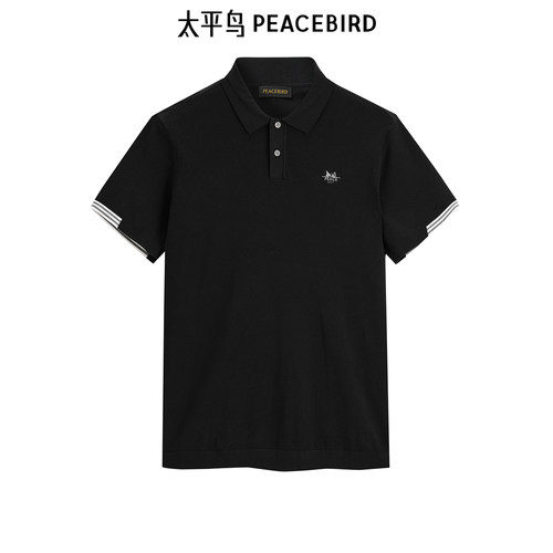 太平鸟男装刺绣polo衫夏翻领短袖上衣B1EEE19