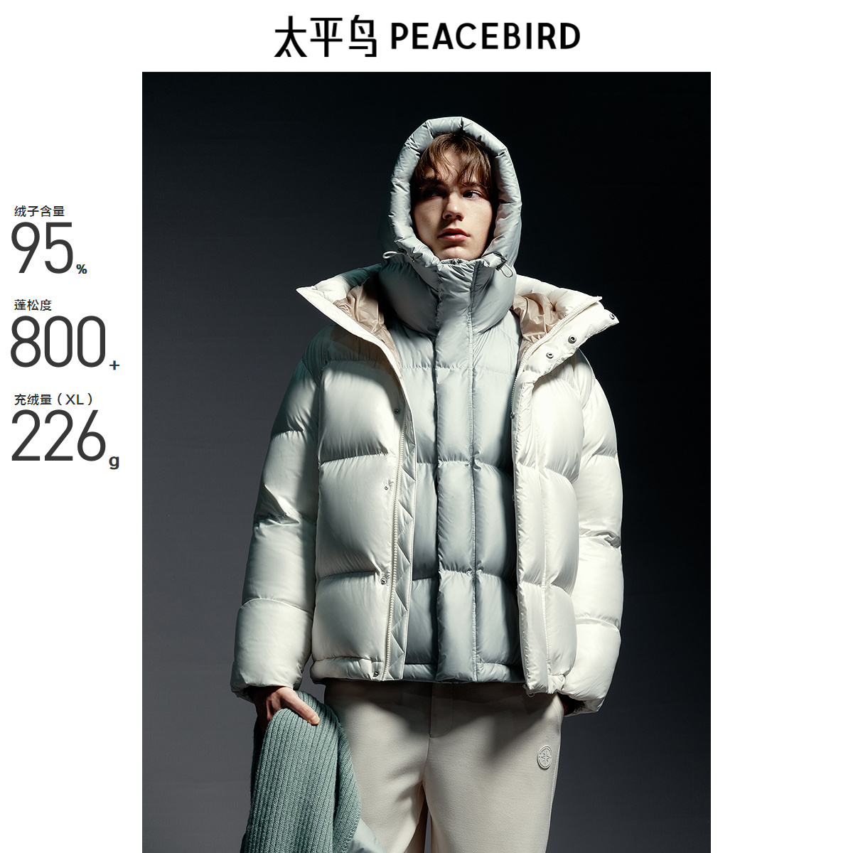 【商场同款】太平鸟男装 2024年冬季新款潮流连帽羽绒服B1ACE4446