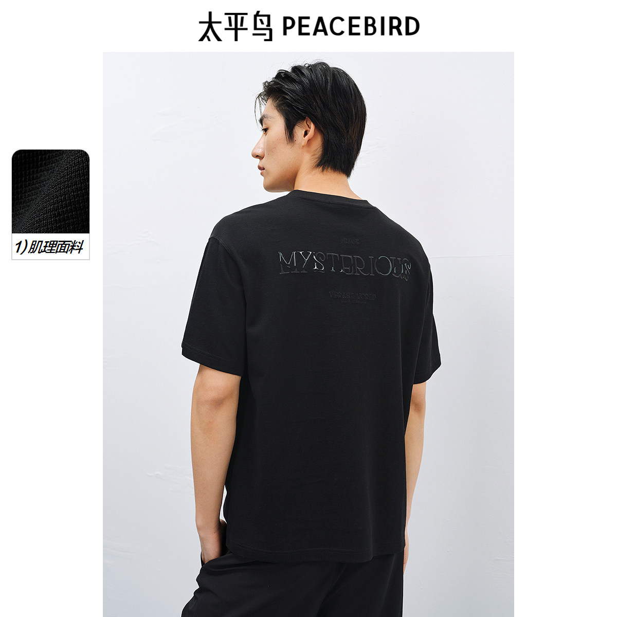 【肌理感】太平鸟男装重磅刺绣短袖T恤夏新款美式上衣青年体恤潮