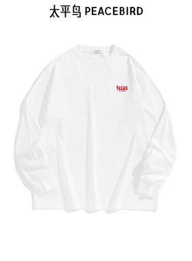 太平鸟男装T恤春季宽松刺绣长袖打底 B2CPF1122