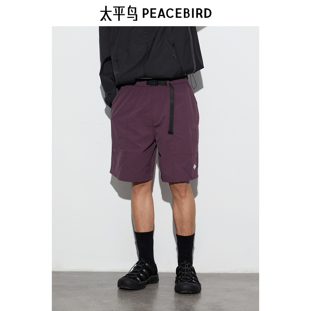 太平鸟男装紫色机能休闲裤夏新款工装裤潮B2GCE2217
