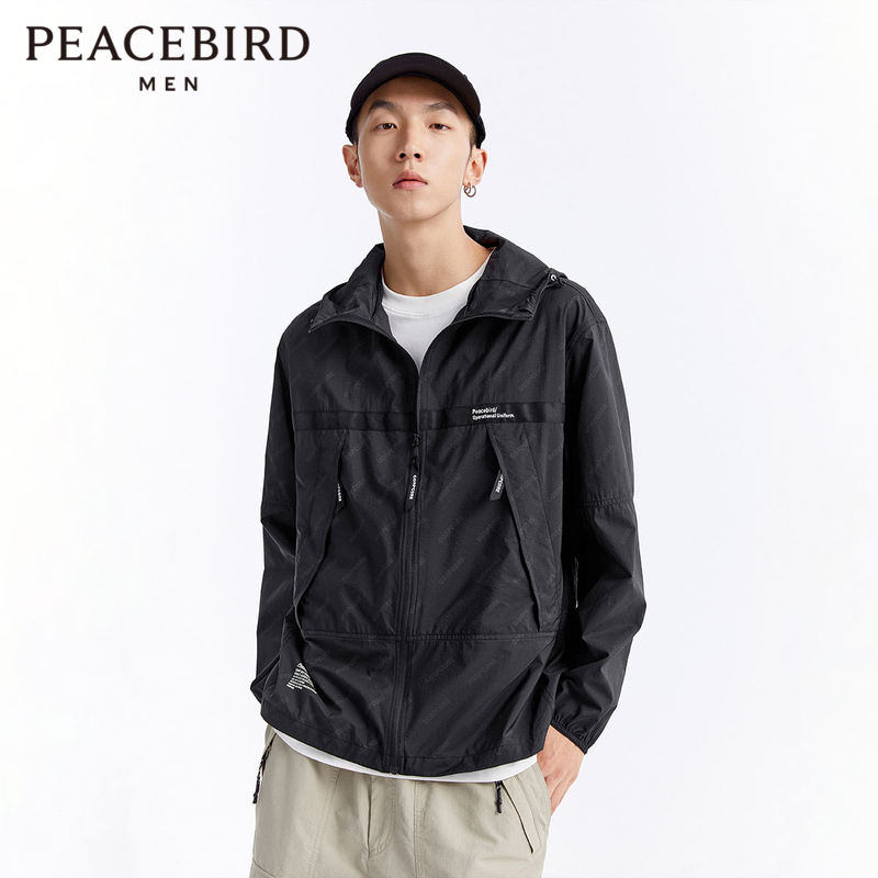 【断码钜惠】太平鸟男装 夏后背印花宽松夹克男