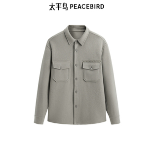 衬衫 太平鸟男装 冬季 新款 B1CHE4221 绵羊毛胸袋外套潮 商场同款