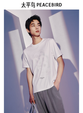 【王鹤棣同款】太平鸟男装 NiceT休闲T恤新款发泡印T恤 B1CNE2105