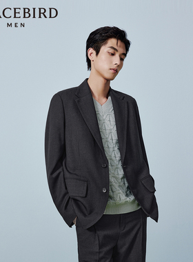 太平鸟男装春季翻领便服短款西装B1BBE1301