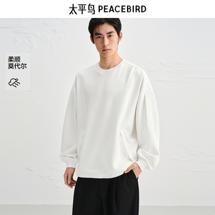 【商场同款】太平鸟男装卫衣25秋季新款圆领莫代尔上衣 B2CRF3D06