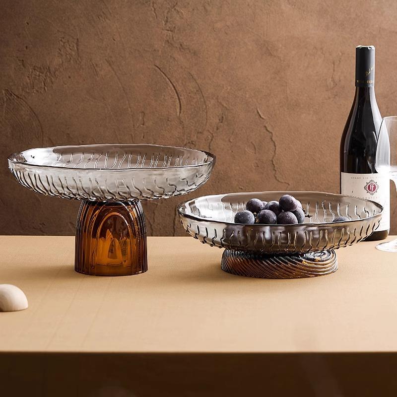 2025创意玻璃水果盘客厅家用茶几零食盘高档轻奢装饰托盘热卖新款