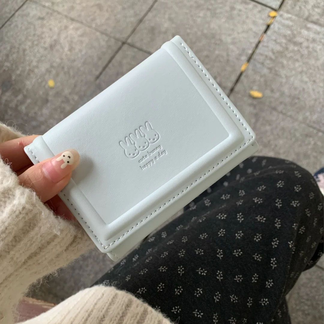 奶油撞色米菲兔兔钱包女款日式零钱包日系卡包小巧轻薄钱包卡包