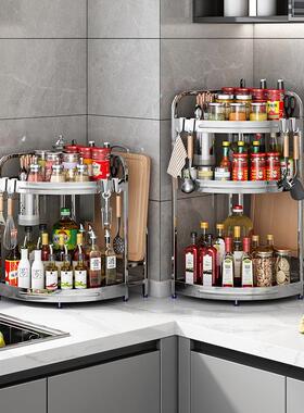 不锈钢厨房三角调料置物架台面转角调味品盐罐筷子刀具菜板收纳架