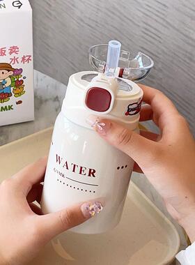原创保温杯女生高颜值吸管水杯2025新儿童学生304不锈钢保冷杯子