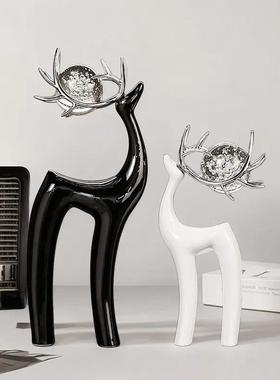 摆件小鹿轻奢高档高级感客厅酒柜电视柜家居装饰品现代福禄双至