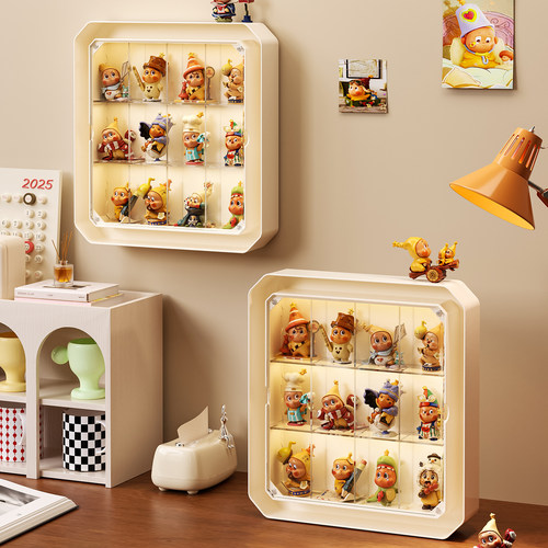星星人盲盒收纳展示架壁挂式上墙透明亚克力泡泡玛特手办展示盒柜