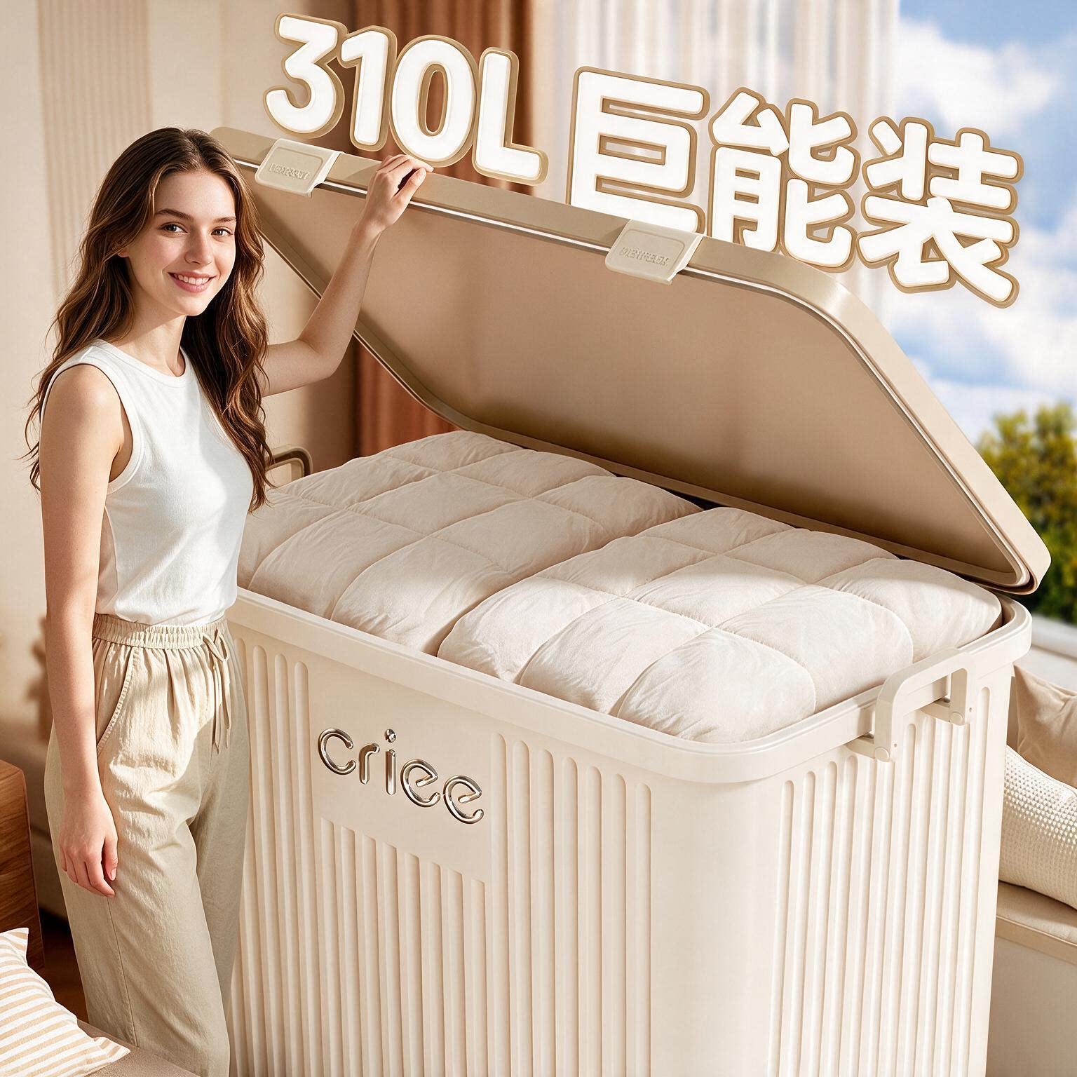 家用大容量翻盖被子收纳箱图片