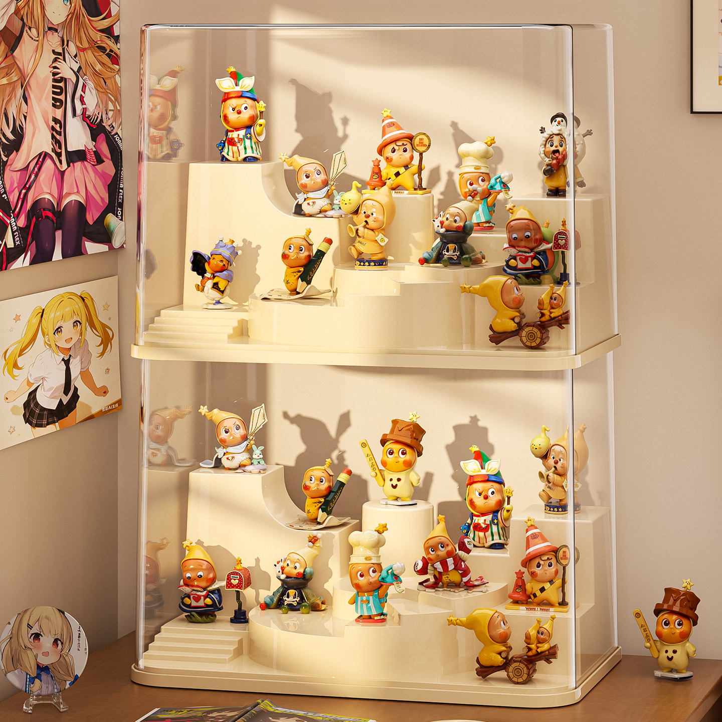 星星人盲盒收纳展示架积木DIY摆件透明亚克力泡泡玛特手办展示盒