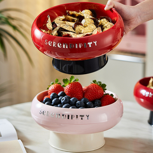 水果盘客厅家用茶几零食摆放盘高颜值糖果干果盘沥水果盘乔迁果盘
