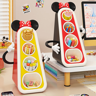 米奇笔筒斜插式 画笔架大容量儿童男女孩书桌面水彩笔马克笔收纳盒