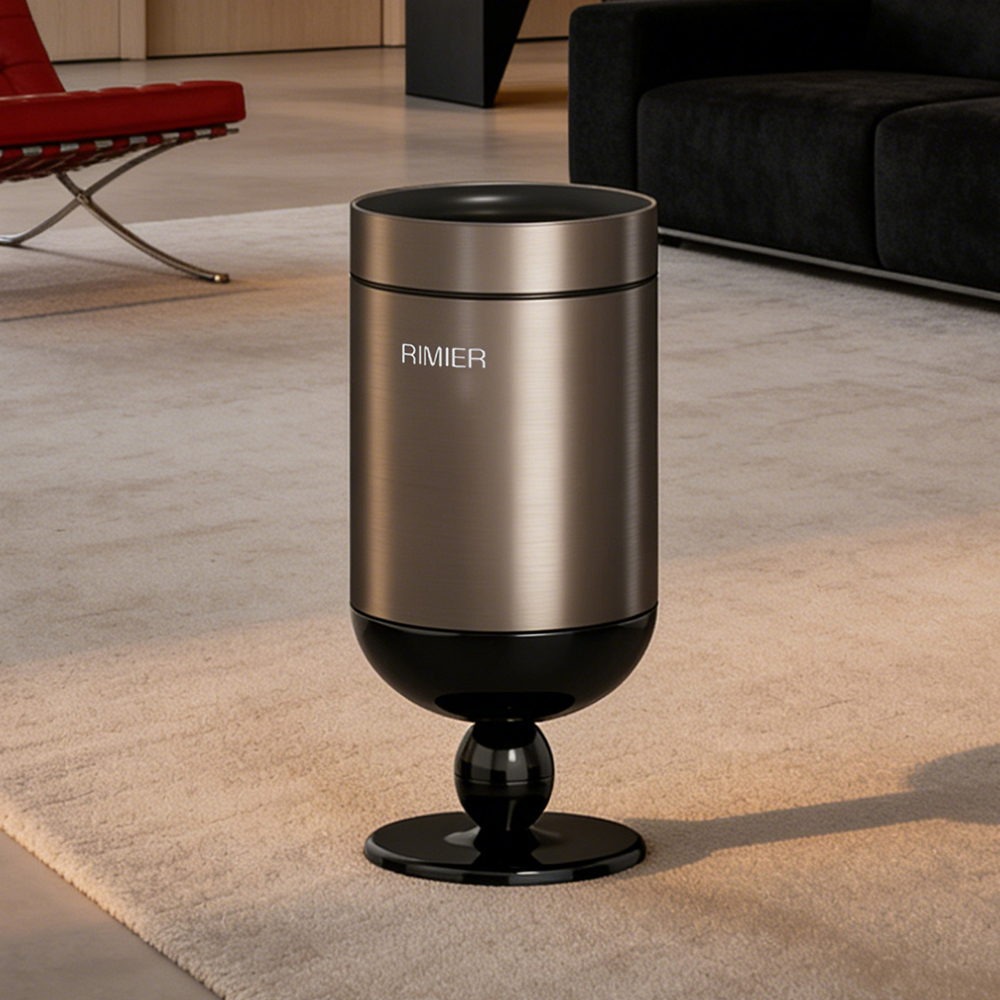 不锈钢无盖垃圾桶客厅高脚杯家用大容量高颜值中古风轻奢2026新款,家庭/个人清洁工具,垃圾桶,淘宝优惠券,粉丝福利购,淘宝优惠卷