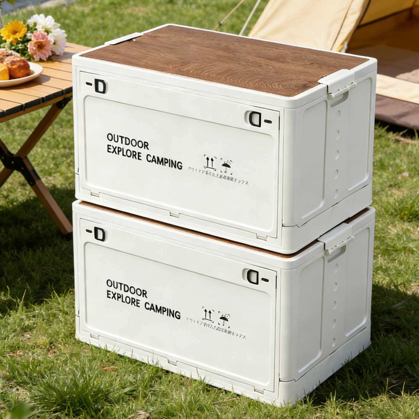 户外露营收纳箱特大号车载野营汽车后备箱整理箱多功能折叠储物箱