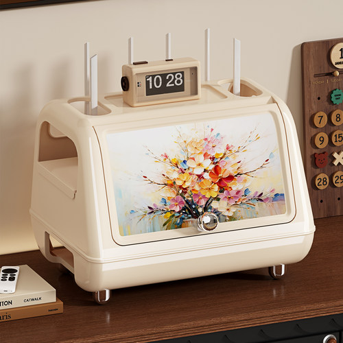 壁挂台面两用中古风路由器收纳盒