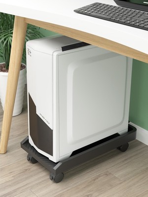 台式电脑主机托架两层移动带轮主机上置物架办公室桌下主机箱置物