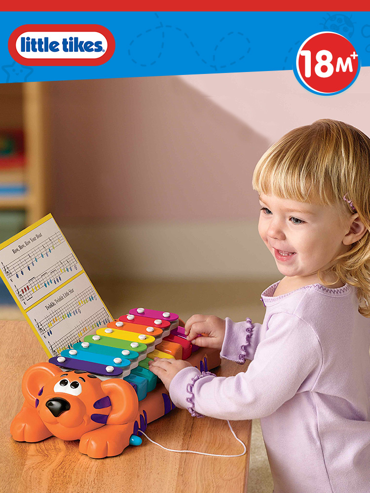 littletikes Little Tektronix jungle series two-in-one tiger piano hand knock eight-tone piano musical instrument toy puzzle