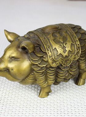 黄铜工艺品猪摆件金钱猪铜旺财猪铜发财猪 家居饰品摆件
