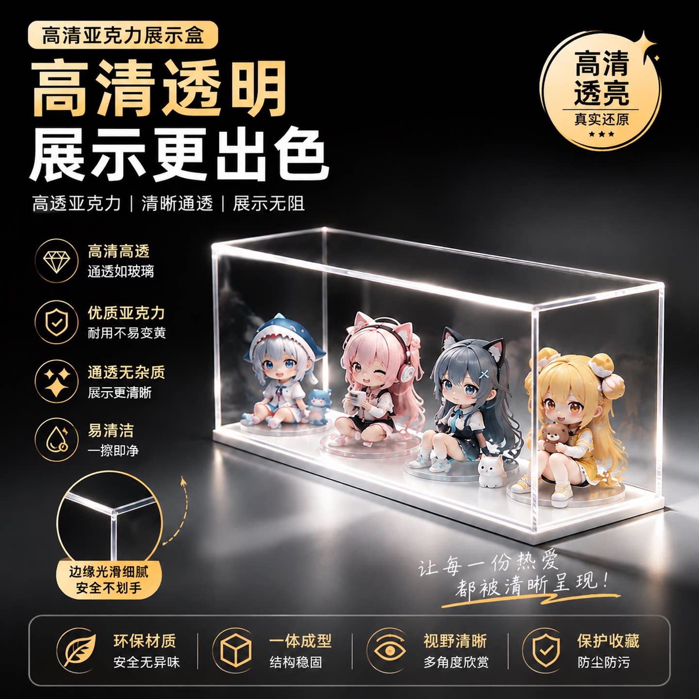 亚克力手办展示盒高透明展示柜图片