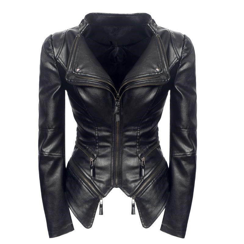 衣物女2019爆款洗水皮机车修身紧身皮衣女百搭显瘦夹克女外套新款在类目 女装/女士精品, 皮衣中 - 来自Buy2taobao.com提供专业的淘宝代购服务