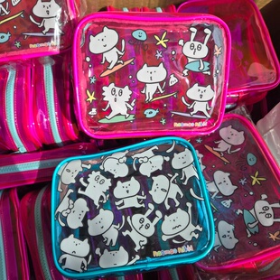 日单 nikki超可爱搞怪猫咪图柄防水PVC化妆包收纳包 naomao