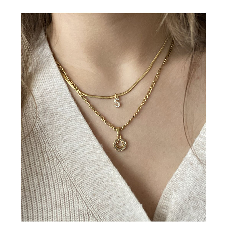 Diamond Initial Necklace 14k Gold Style Snake Chain - Product image 4