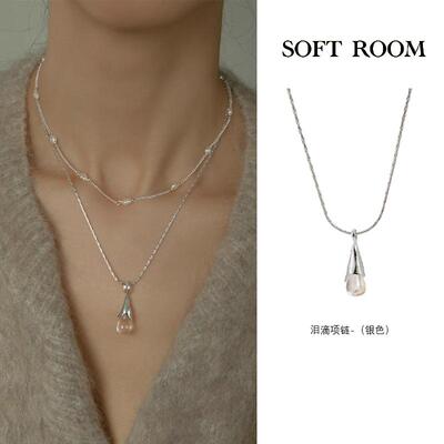 SOFTROOM泪滴水晶项链女