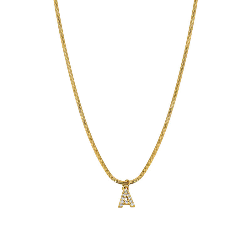 Diamond Initial Necklace 14k Gold Style Snake Chain - Product image 5