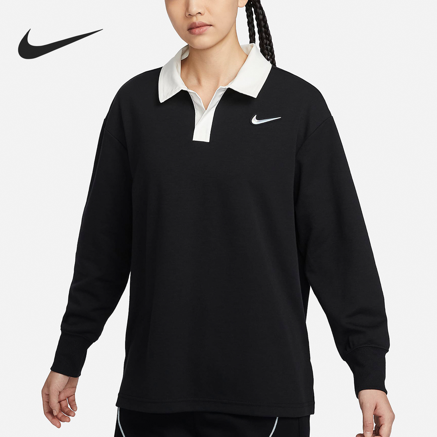 Nike/耐克正品Oversize 风女士新款长袖翻领套头卫衣FZ6534