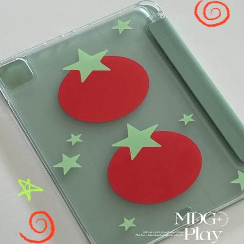 韩系ins新款星星红番茄图案iPad Pro12.9寸平板电脑保护套11寸Air第3/4代air5防摔壳带笔槽支架可爱