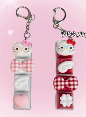 Kitty猫发光蝴蝶结解压钥匙扣