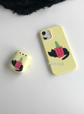 小众冥想黑猫适用苹果耳机保护套airpods4无线蓝牙耳机壳三四代airpodspro2二代耳机盒airpods3菲林硬保护套
