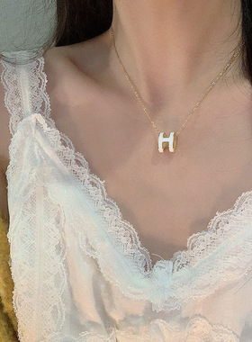 小众高级H字母冷淡风项链女ins气质百搭毛衣链锁骨链网红配饰颈链